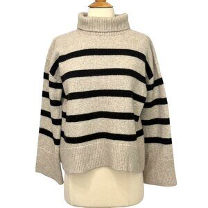The Reset R Label Sweater Oatmeal Black Striped Wide Sleeve Wool Cashmere Size M